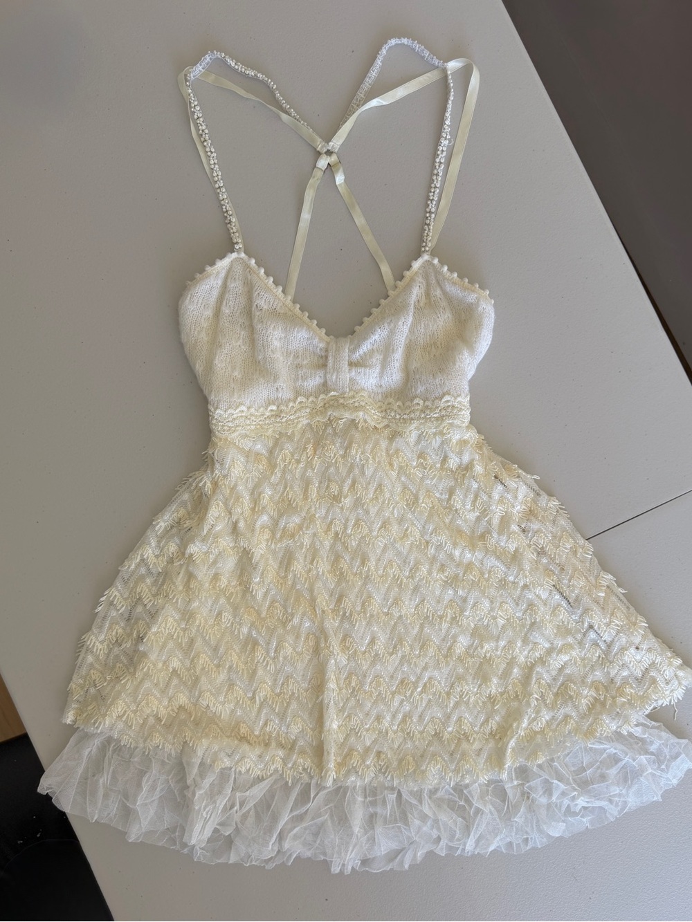 Y2K Free People "Too Good To Be True" Beaded Slip Dress - Size Medium